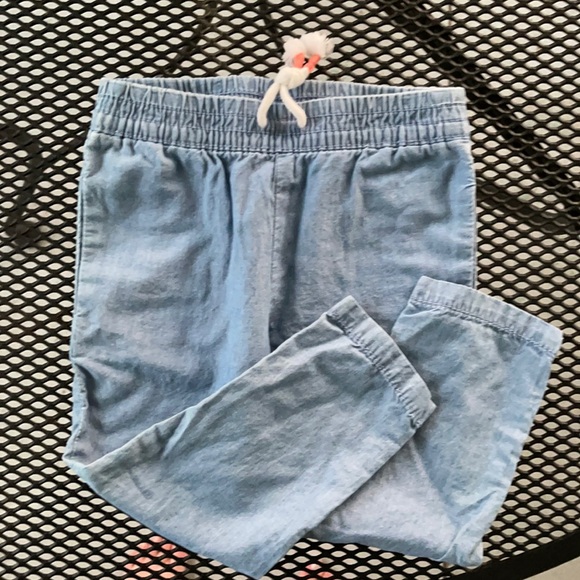 Carter’s Chambray Cotton Pants Size 18m Blue Elastic Waist Rope Tie - Picture 1 of 2